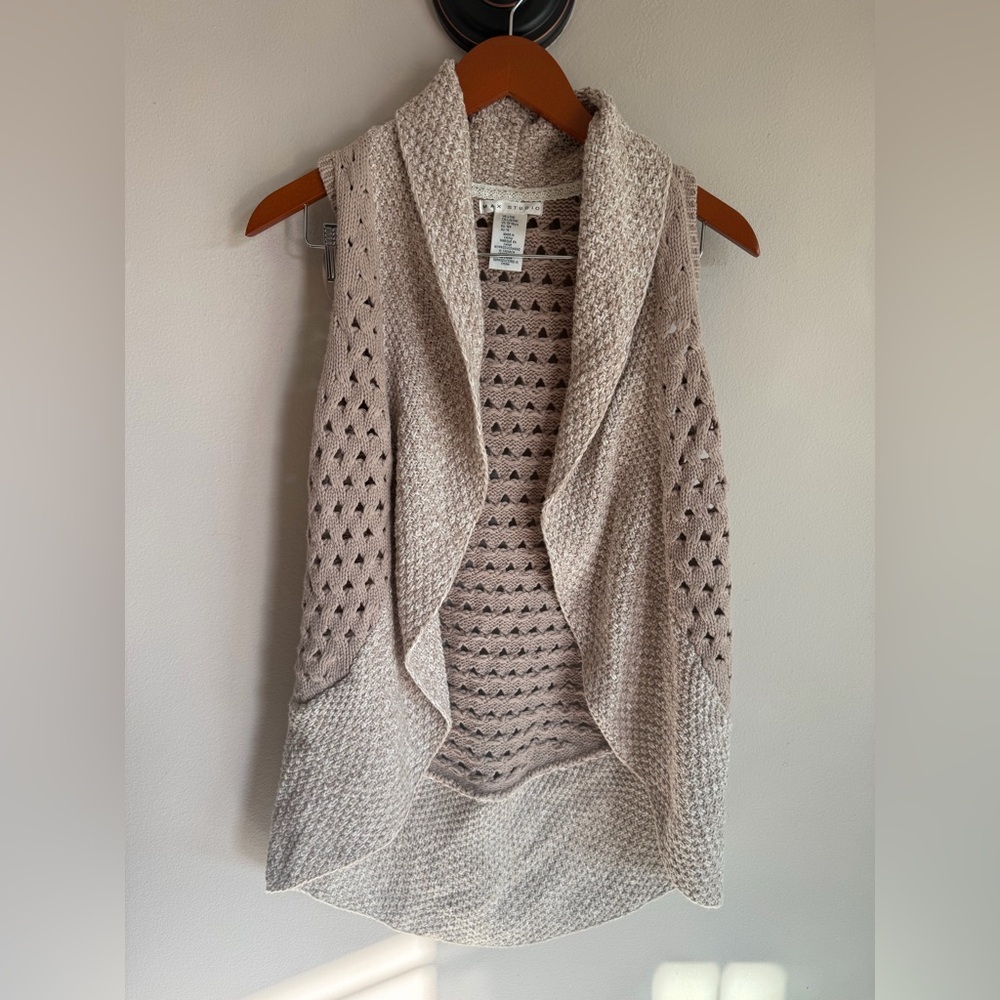 Max‎ Studio Taupe Open-Front Cardigan  large